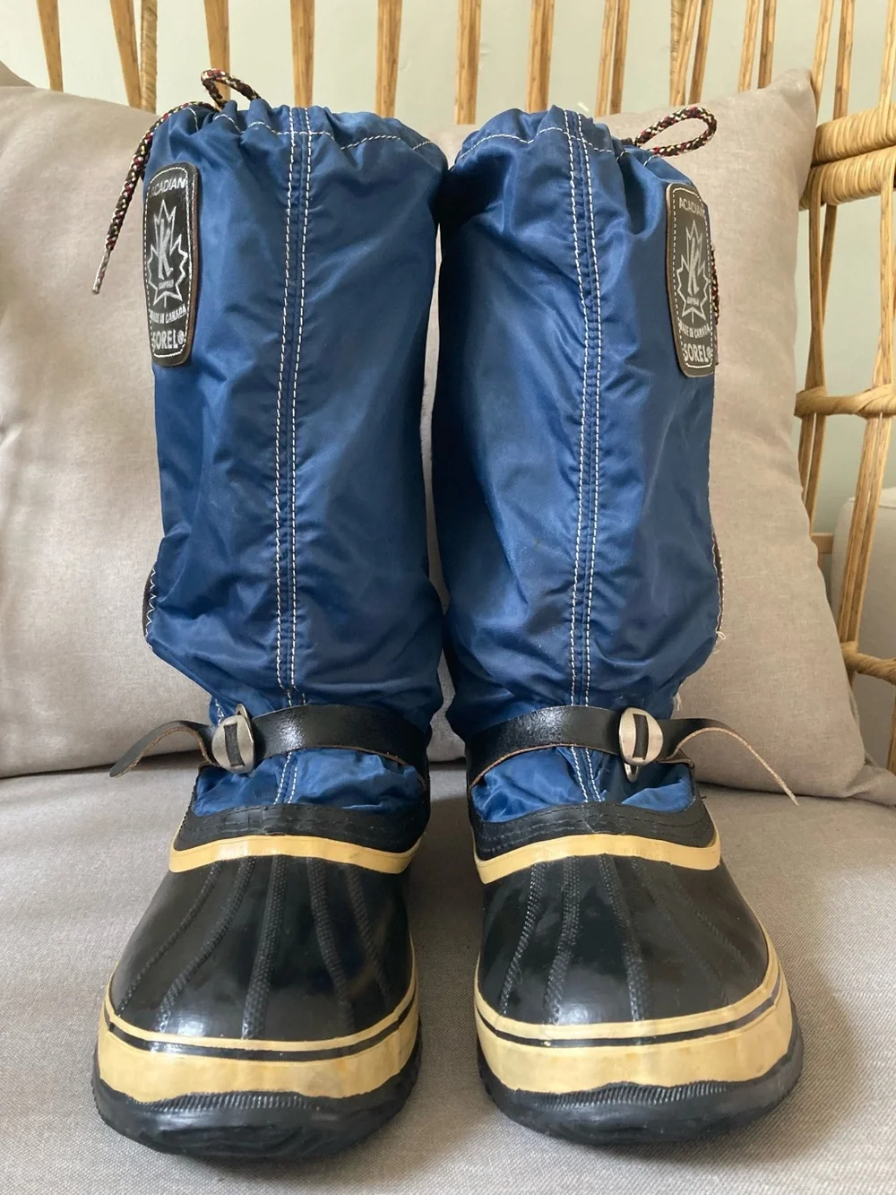 Vintage Sorel Acadian Kaufman Canada Blue Snow Boots Wool Lined Size 11